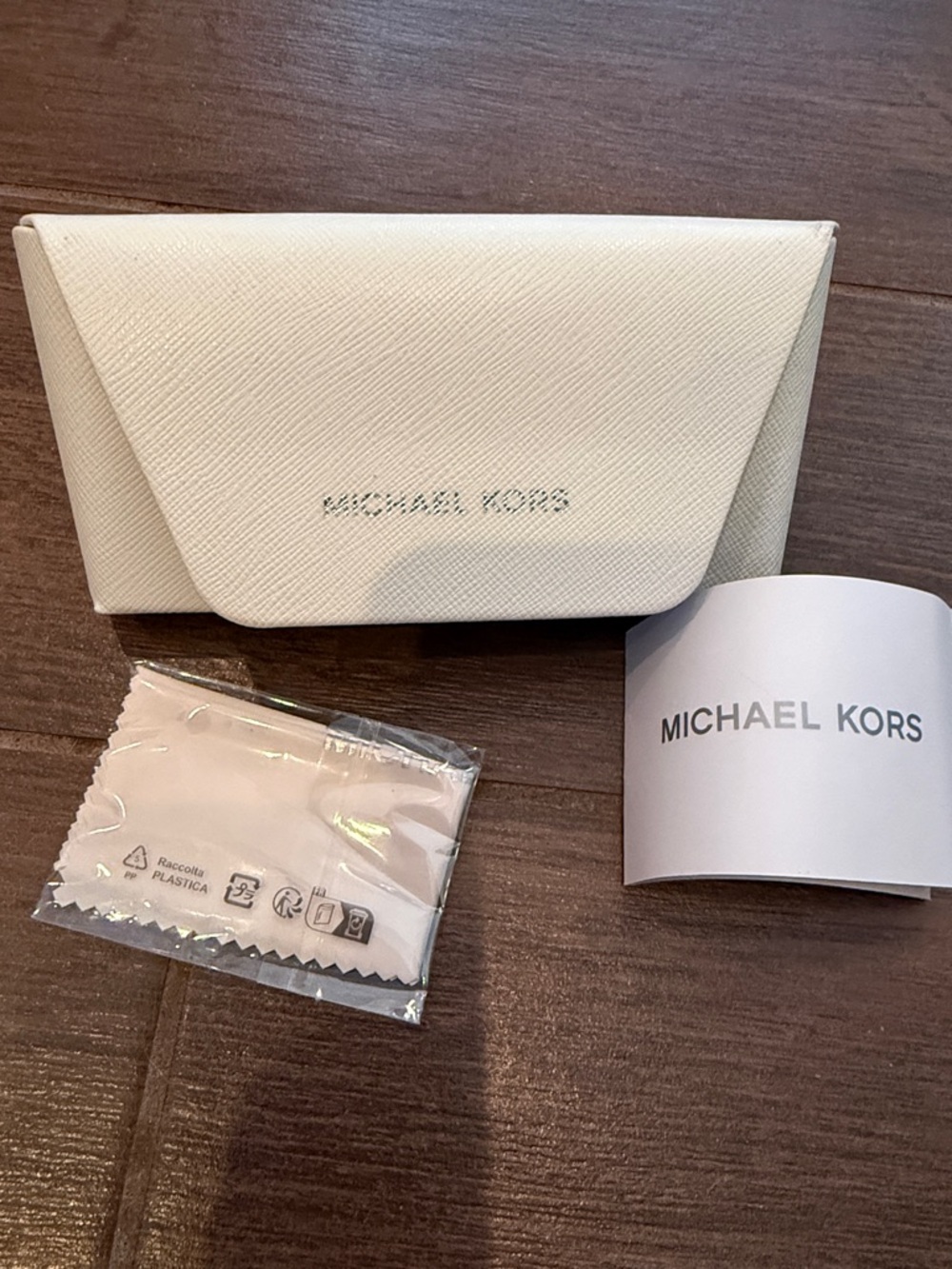 Michael Kors White Saffiano Eyewear Case with Microfiber Cloth